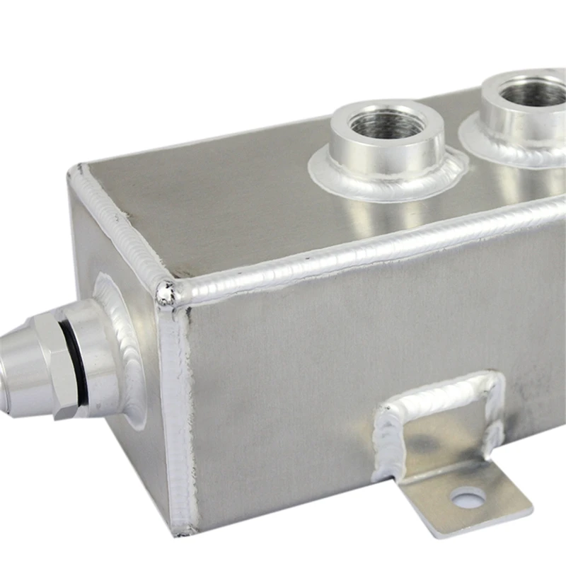 New Aluminum Engine Oil Catch Can Tank+ Breather& Drain Tap Baffled