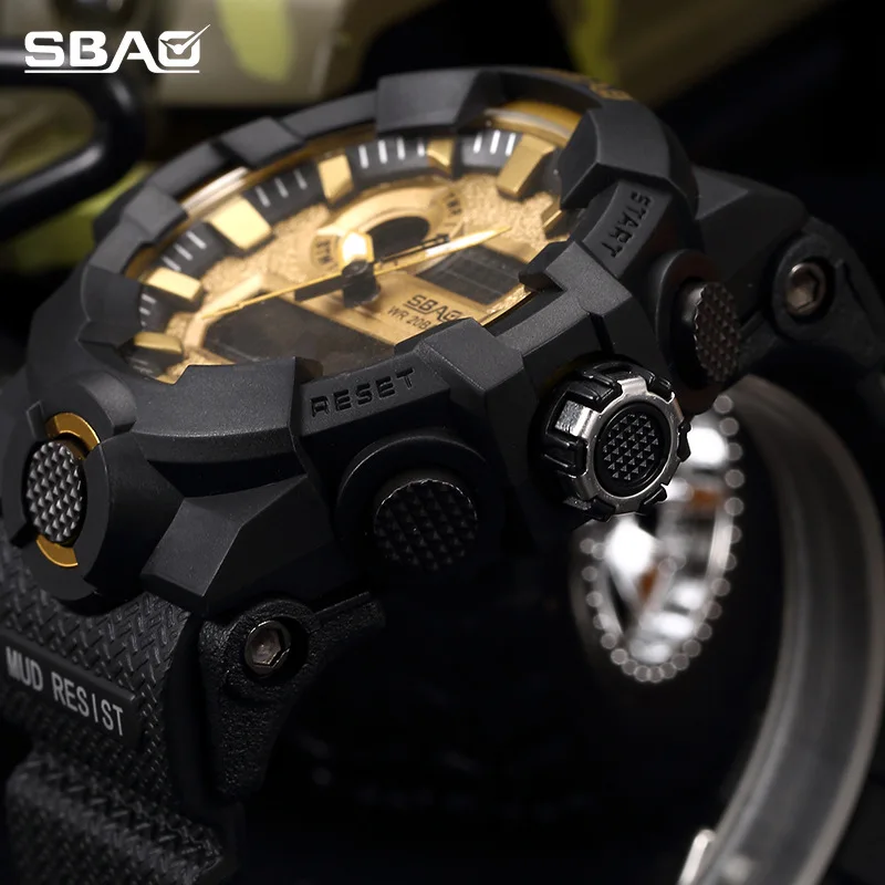 2018 Sbao модный бренд Led дисплей мужские спортивные часы цифровые наручные