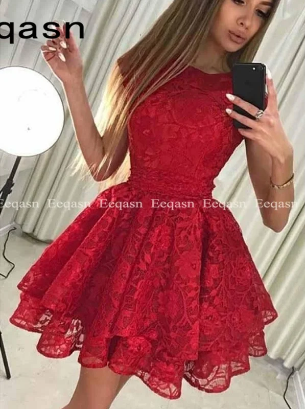 as picture Элегантные коктейльные платья трапециевидной формы, кружевные короткие мини-платья с поясом, вечерние платья для выпускного вечера размера плюс, платья для выпускного вечера, vestidos coctel - Цвет: as picture