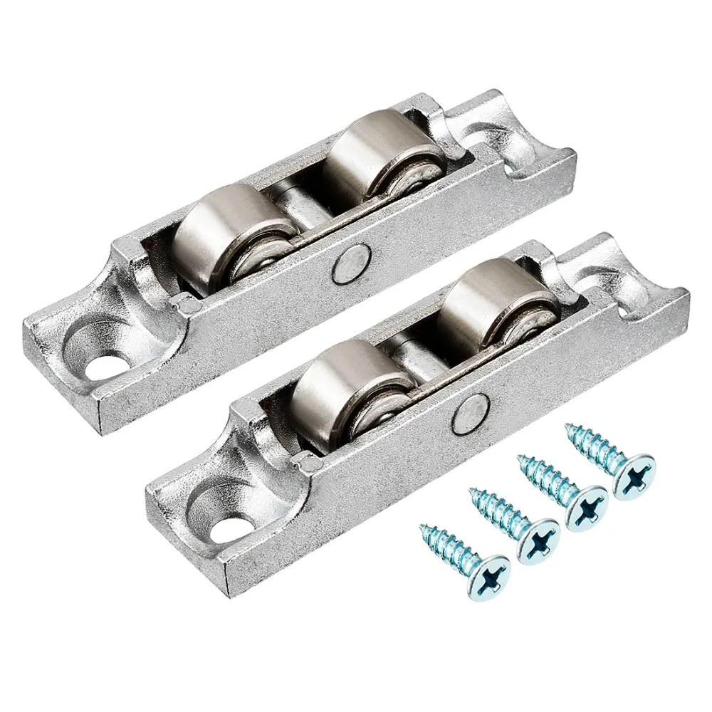 

Uxcell 2pcs Bearing Steel Wheel Zinc Alloy Shell Electroplating Finish 11.5mm Sliding Door Window U Groove Double Wheel Pulley