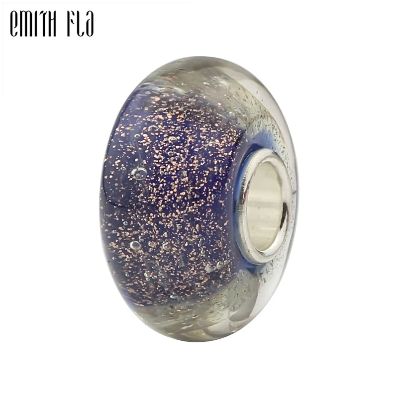 

925 Sterling Silver Purple Sand Murano Glass Beads Charms Fit For European Original Bracelets & Necklace DIY Jewelry Makings