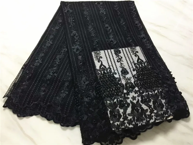 Blesing Hand made pearls beaded french tulle lace fabric high quality embroidered mesh for women dress | Дом и сад
