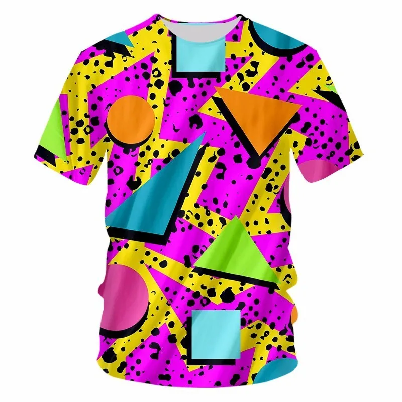 OGKB летние топы с забавным принтом красочные геометрические 3D футболки для