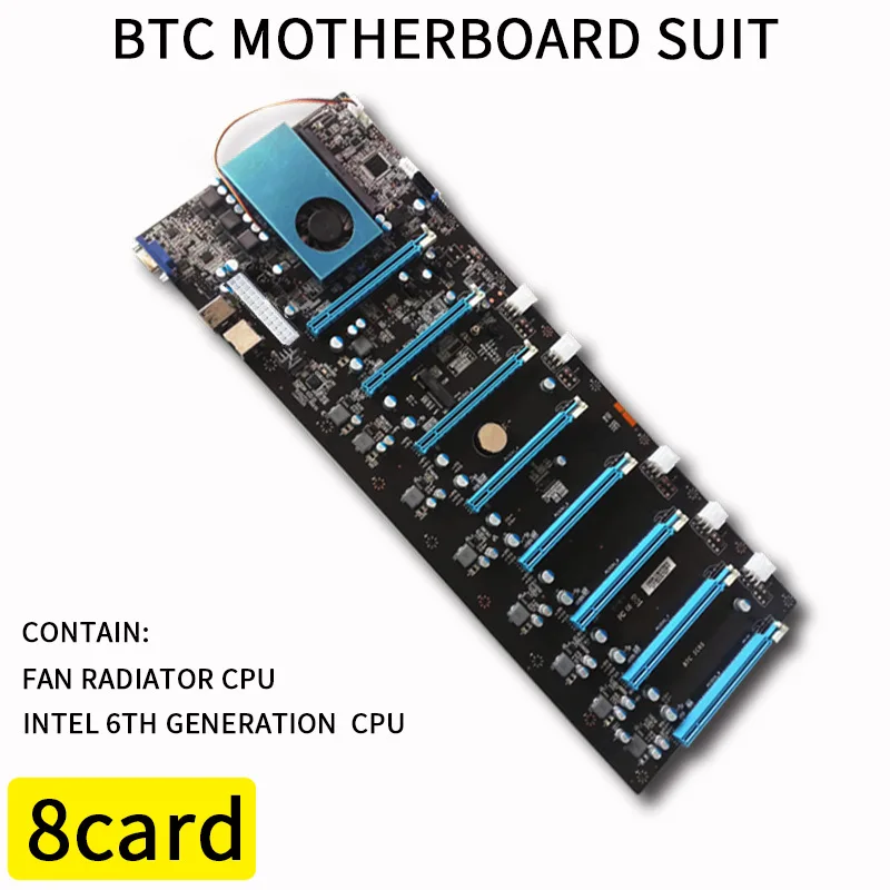 BTC IC6S Mining материнская плата 8 видеокарт PCI Express 16x Слоты DDR4 USB2.0 SATA3.0 VGA 1000 Мбит/с LAN