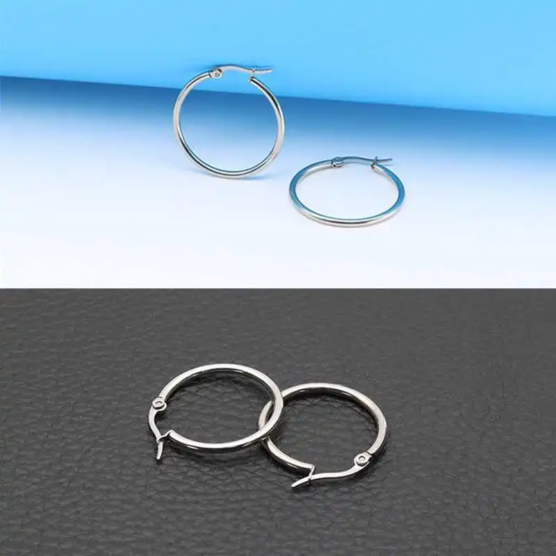 Винтажные серьги кольца из нержавеющей стали большие гладкие Модные женские с