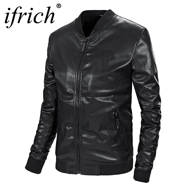 

Men Faux Leather Jacket Spring Autumnt Motorcycle Leather Jackets Male 2018 Brand Casual Coats Mens Clothing Casaco Masculino
