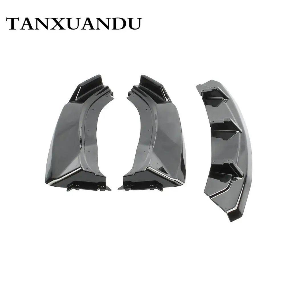 Окрашенный глянцевый черный 3 ступенчатый передний бампер спойлер для нижнего