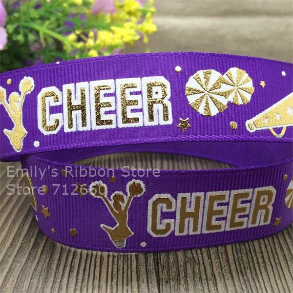 7/8 '✢ мм золото CHEER горячее тиснение и корсажная лента печатные ленты Одежда