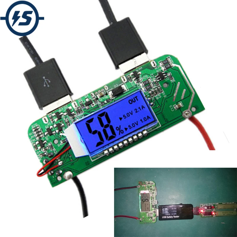 Мобильный Внешний аккумулятор зарядное устройство PCB плата двойной USB 5 В 2.1A 1A