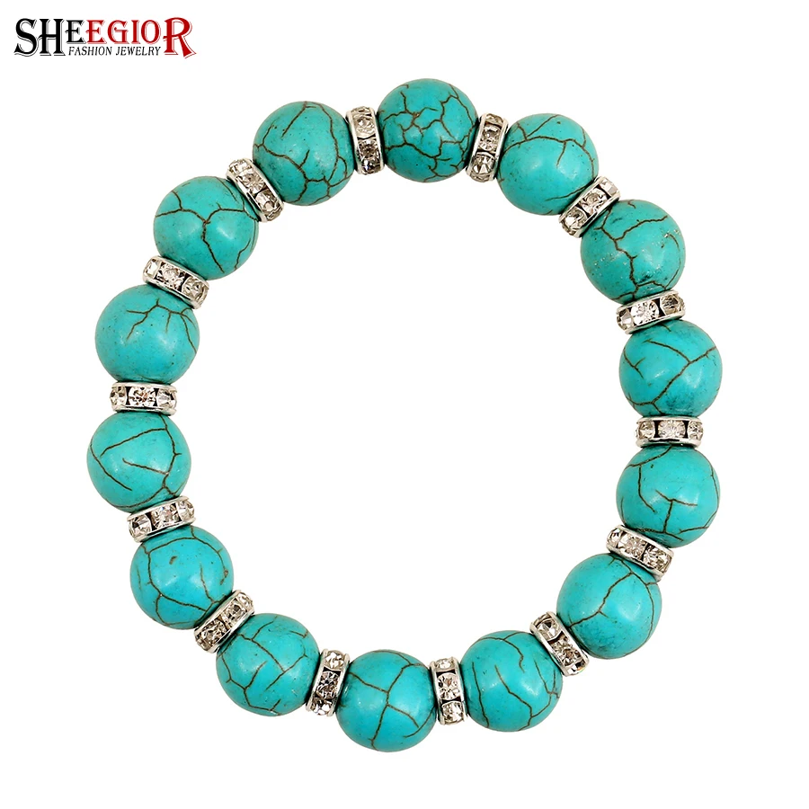 Браслет shegior с синими бусинами и шармами для женщин браслет ручной работы мужчин