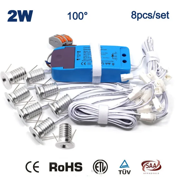 

Dimmable and Non-Dim 6PCS/Set + Driver + Cables 2W 180Lm 80Ra Home New Fashion Decoration Downlight 15mm Mini Led Spot Light