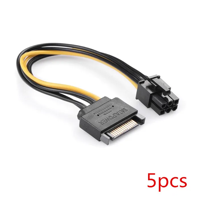 Кабель питания для видеокарты SATA 5 шт./лот 15 штырьков M PCI e Express Card 6 см|15 pin|sata pinsata |