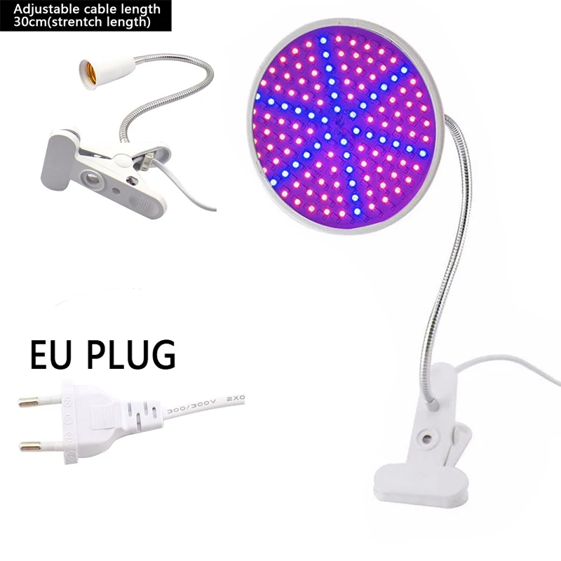 With Base EU Plug IVYSHION E27 85-265V Indoor Growing Light 6W 15W 20W LED Grow Light Full Spectrum For Plants Hydroponics Flowers Vegetables Grow - Испускаемый цвет: With Base EU Plug