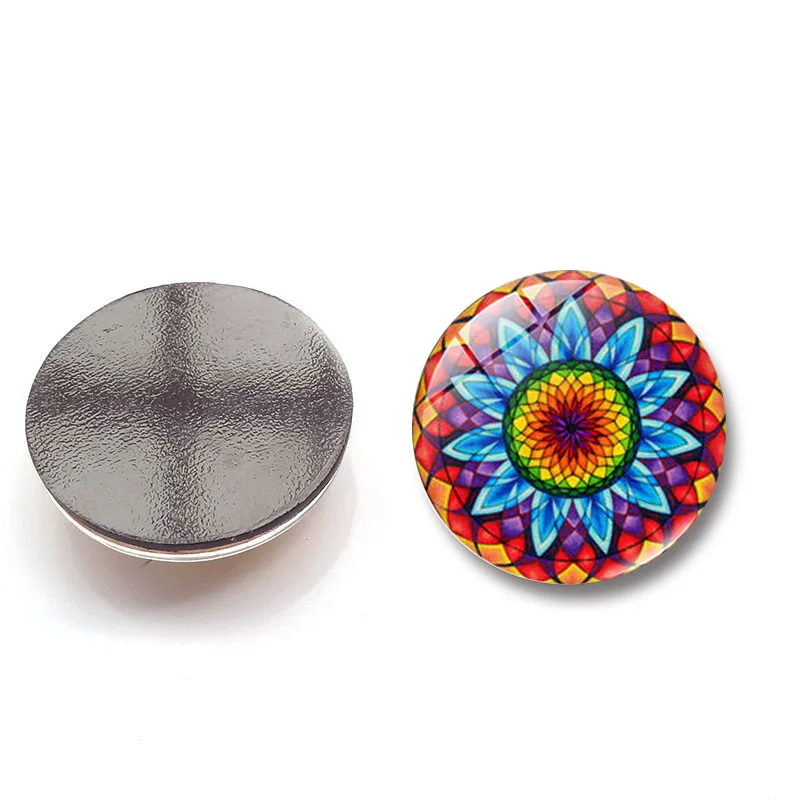5Pcs Mandala Refrigerator Magnetic Sticker Creative Art Flower Glass Cabochon fridge sticker Message Holder Board Random | Дом и сад