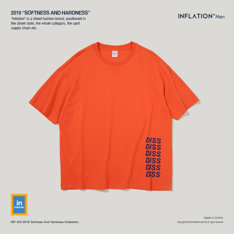 Инфляция 2019 коллекция ss футболка с надписью рок уличная хлопковая Футболка