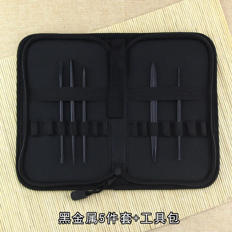 Black Metal 5Pcs Bag 1/5 шт скульптурный инструменты представительского класса со стальным иглы Сталь глины инструмент супер-качество керамика Пластилин осадка хирурга DIY Искусство Ручная коробка сумка - Цвет: Black Metal 5Pcs Bag