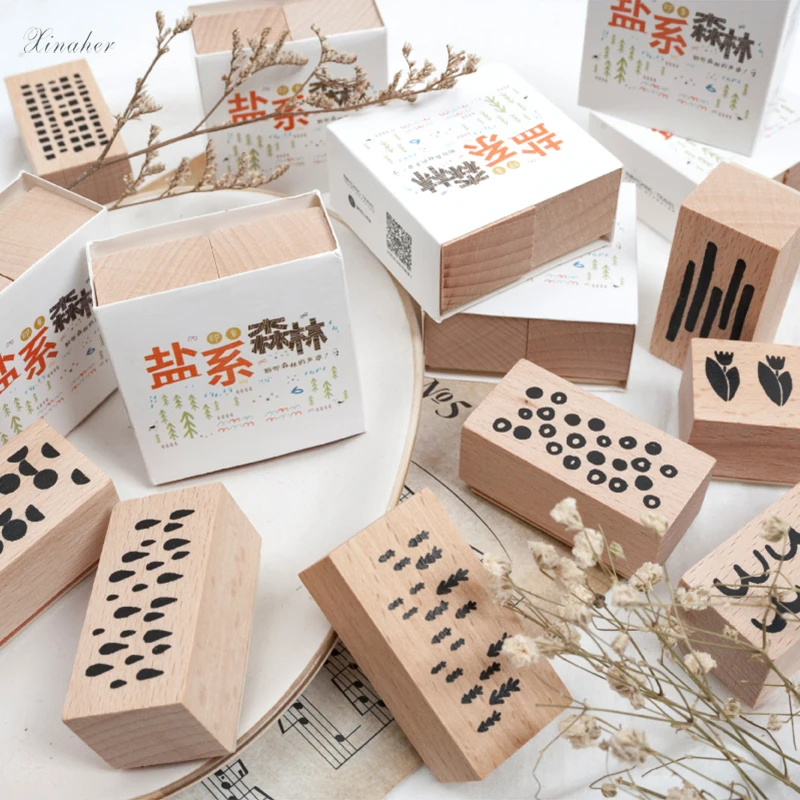 2pcs vintage Plant animal geometry wood stamp DIY craft wooden rubber stamps for scrapbooking diary standard | Дом и сад