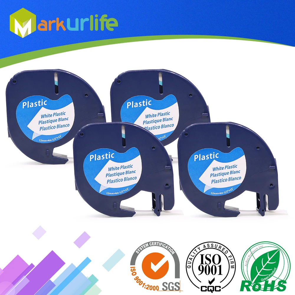 4 шт./лот лента Dymo letratag 91201/91331/91221 черный на белом (пластик) м * 12 мм работает