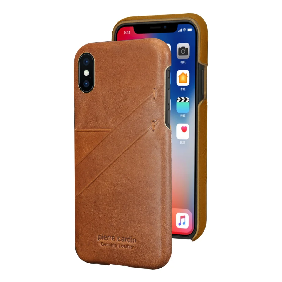 Чехол Pierre Cardin для iPhone X, Винтажный чехол из натуральной кожи с отделениями для карт, жесткая задняя крышка для Apple iPhone X, чехол для телефона, Fundas