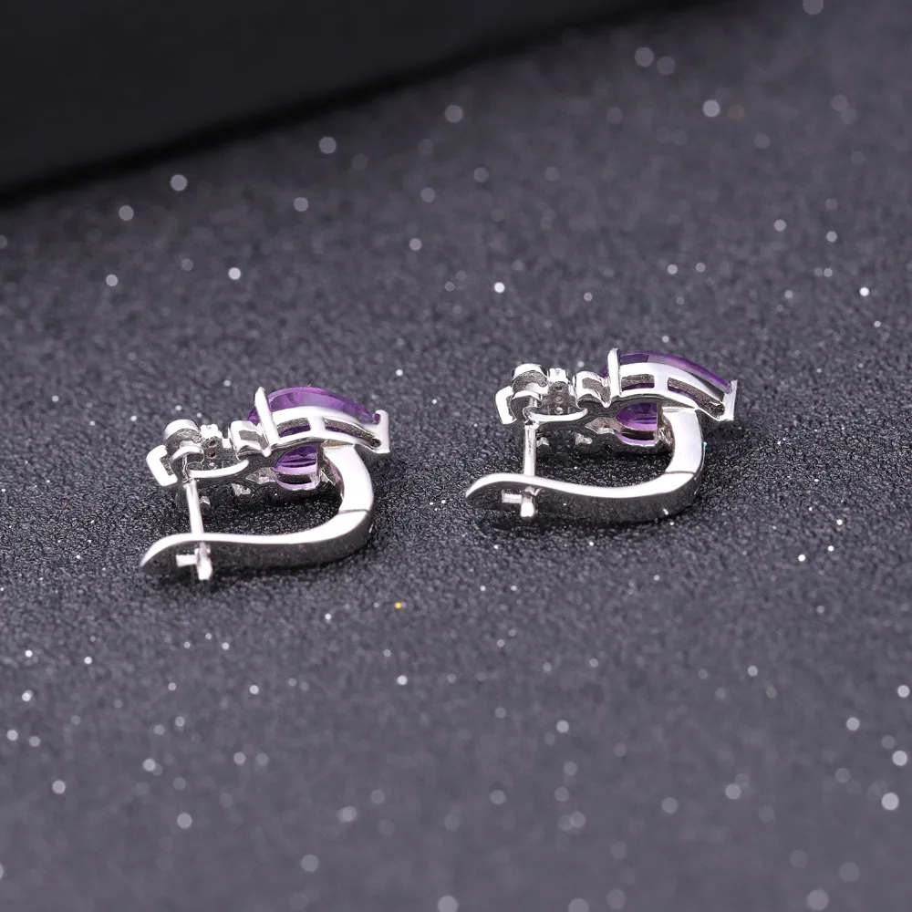 GEM'S балетные Твердые 925 пробы серебро 2.60Ct натуральный аметистовый драгоченный камень серьги гвоздики камень февраля ювелирные украшения для женщин