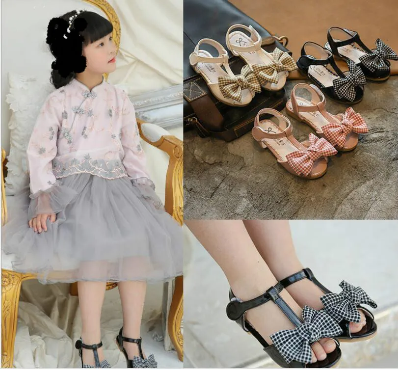 Новинка лета 2019 пляжная обувь корейские детские сандалии с бантом и открытым