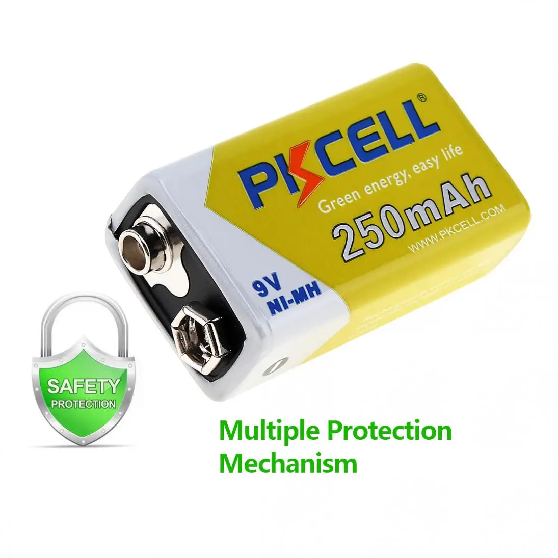 Pkcell 9V 6F22 250 мА/ч, металл-гидридных или никель Перезаряжаемые Батарея с 1000 цикла для мультиметр/Беспроводной микрофон отображаются индикаторы хронографа, будильника