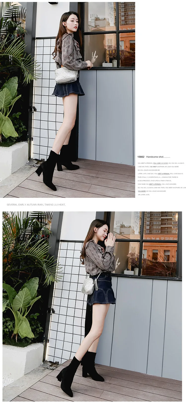 winter new ladies wild black fashion Flock boots women casual comfortable sweet high heel boots Female boots mujer c74