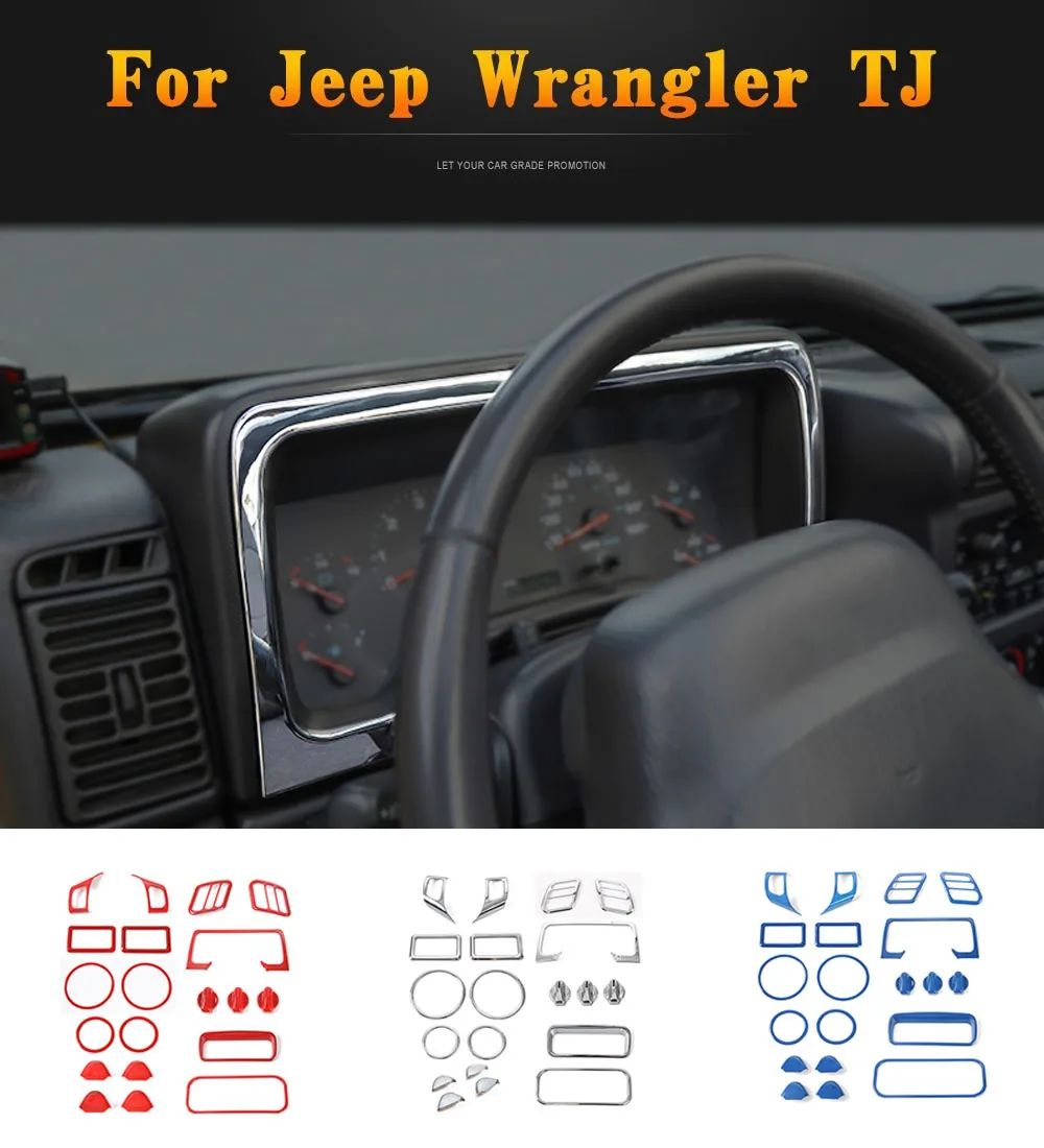 SHINEKA интерьерные молдинги для Jeep Wrangler TJ 1997-2006 20 шт. АБС-пластик наклейки для украшения интерьера автомобиля для Jeep Wrangler TJ
