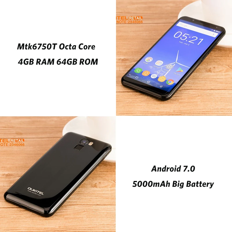 Oukitel K5000 5 7 &quotHD + 18:9 Дисплей mtk6750 восемь ядер мобильного телефона Android 0 4 ГБ 64 21MP 5000