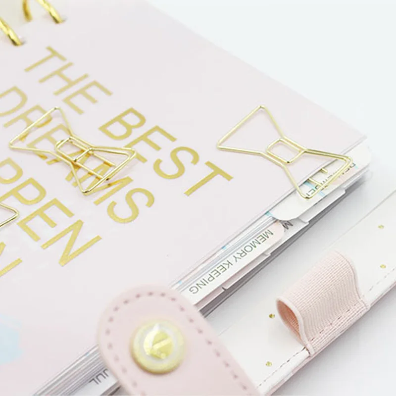 Lovedoki Cute Paper Clips Bookmark Gold Bow Clip Notebook Diy Accessories Bookend Metal School Office Supplies |