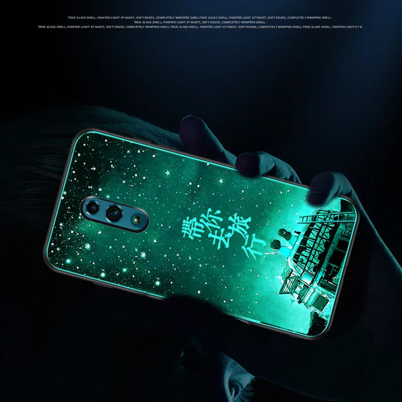 Светящийся стеклянный чехол для OPPO Reno 10x Zoom Z задняя крышка Realme X Lite 3pro A9 F11 R17 19 Find