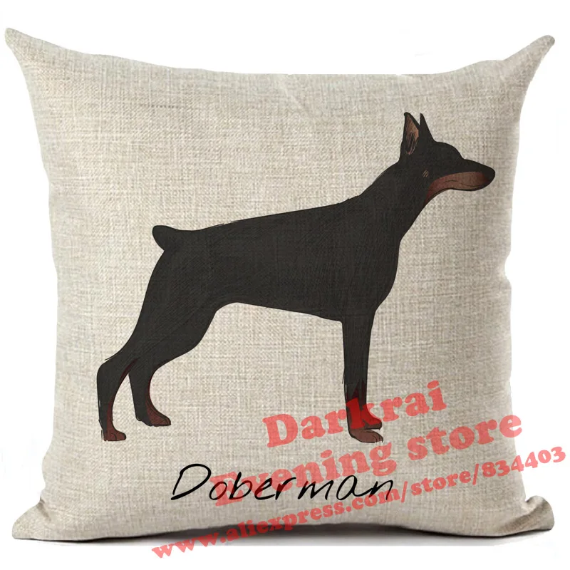 Cushion Cover Labrador Corgi Doberman Printed Linen Pillows Cover Car Sofa Decorative Throw Pillows Home Decoration Pillow Case