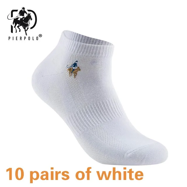 10 White 10 пар/партия, Летние Стильные хлопковые короткие носки в сетку для мужчин, с вышивкой логотипа, высокое качество, для бизнеса, отдыха, спорта, мужские носки, размер - Цвет: 10 White