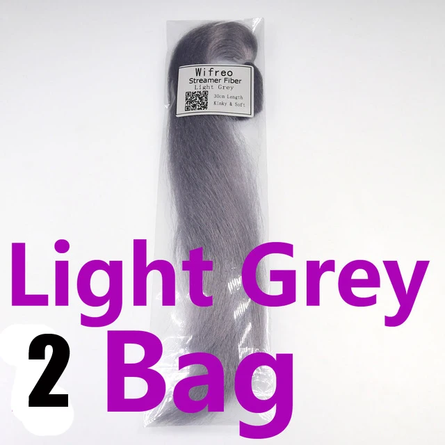 Light Grey 2 bag Wifreo 2 шт. в упаковке 30 см гофрированный курчавый гольян волокно Стример Летать волокна Бактейл джиг голова Связывание материал для ловли нахлыстом приманка - Цвет: Light Grey 2 bag