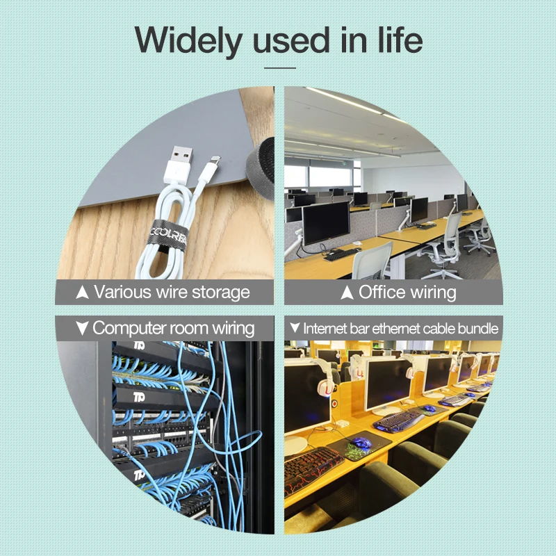 

Coolreall Cable Organizer Wire Winder for Lightning Micro USB Type C Free Length Cable Clip Earphone Holder HDMI Management