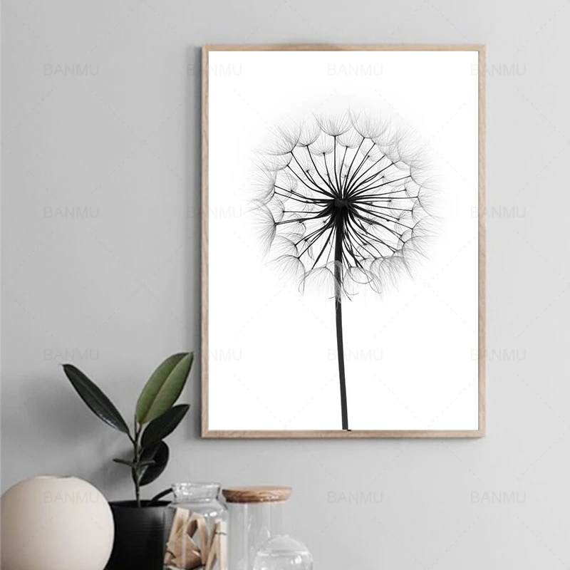 Скандинавская Картина на холсте Одуванчик и любовь художественный печатный