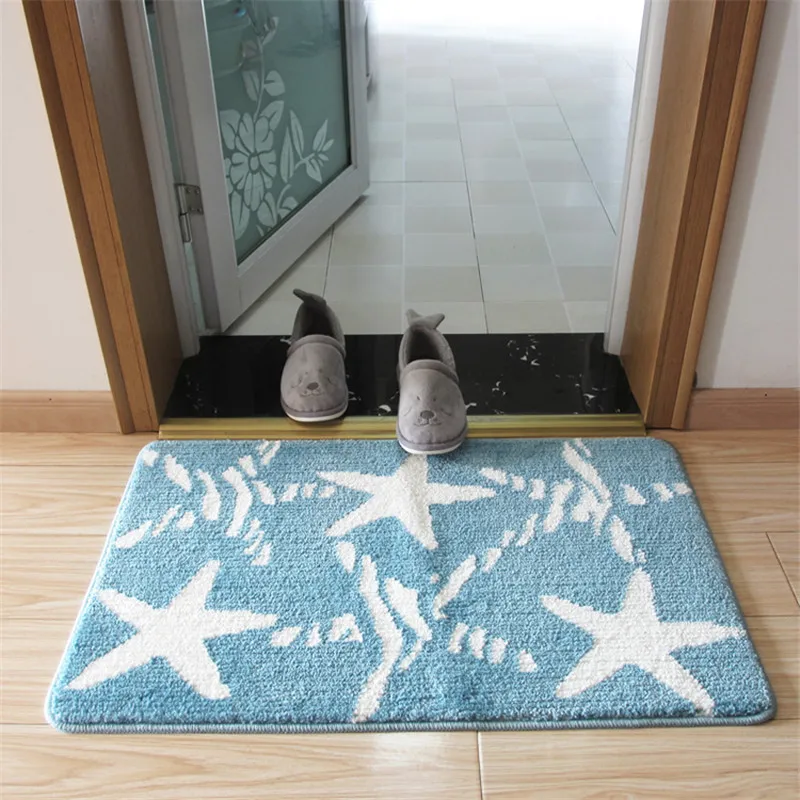 Sky Blue Starfish Мягкие ковры для гостиной, туалета, коврик для двери, коврик для ног 40*60& 50*80 см, высокое качество, Противоскользящий коврик для ванной комнаты, коврик для ванной комнаты - Цвет: Sky Blue Starfish