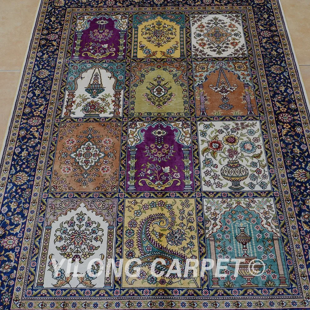 Yilong 3 'x 4 5' Античный персидский шелковый садовый ковер ручной вязки