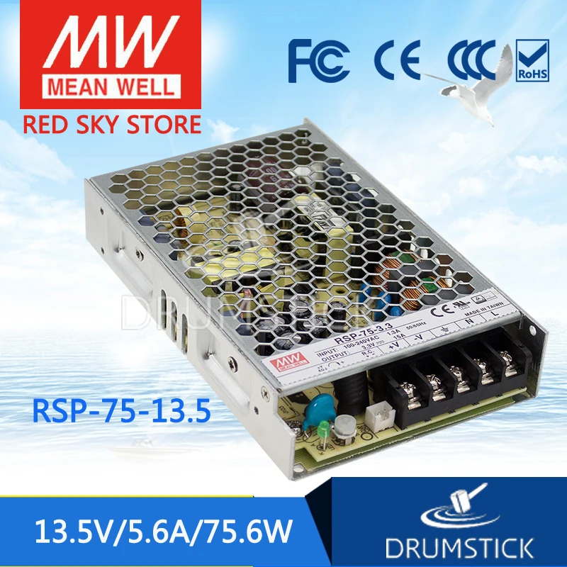 

patriotic MEAN WELL RSP-75-13.5 13.5V 5.6A meanwell RSP-75 13.5V 75.6W Single Output with PFC Function Power Supply