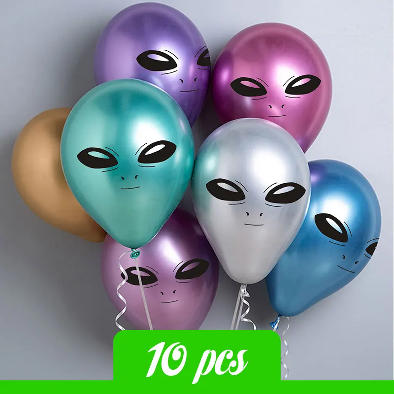 10pcs Random color Воздушный шар Инопланетянин, 10 шт., воздушные шары на день рождения, уплотненные металлические воздушные шары из латекса, вечерние шары, детские игрушки, шары на Хэллоуин - Цвет: 10pcs Random color