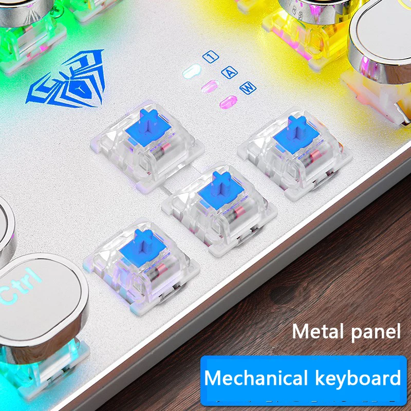 Стимпанк игра настоящая механическая клавиатура зеленая ось черная Ретро