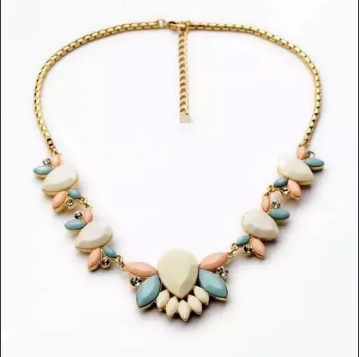 Новый 2017 Maxi Ожерелье Женщины Цветок Смолаы Choker Заявление Ожерелья и Кулоны