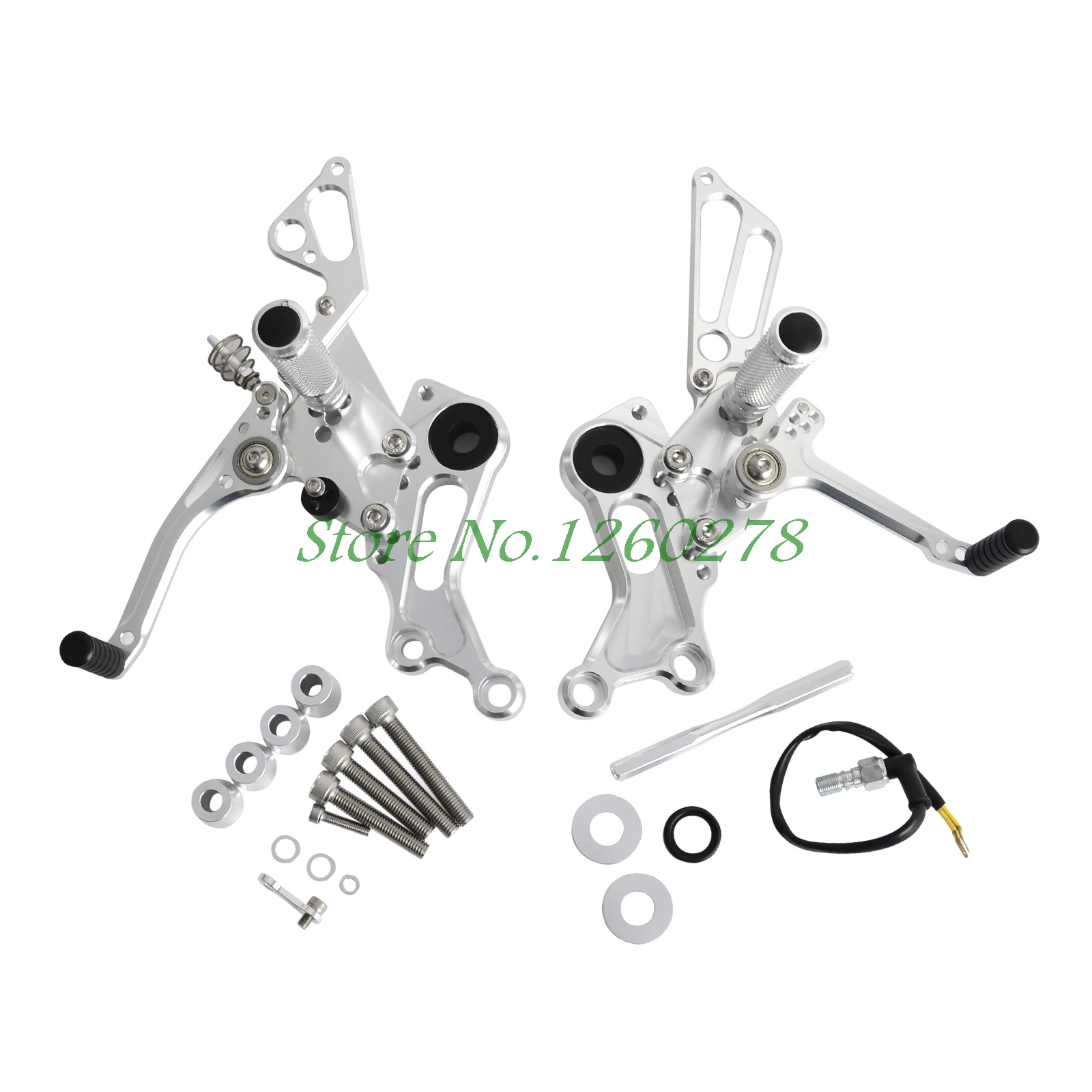 Sliver CNC Регулируемые подножки Rearset подножки задние наборы с переключателем тормозной светильник для Ducati Monster 696 796 1100 S EVO 2008-2013 - Цвет: Sliver
