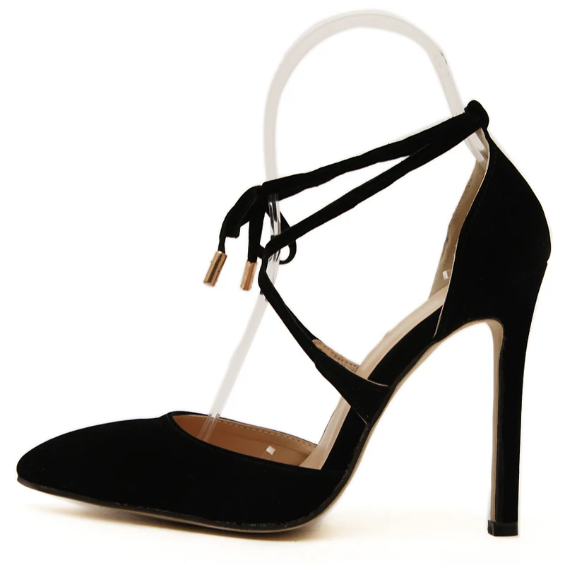 Женские босоножки на шнуровке Teahoo летние очень высоком каблуке туфли-лодочки с