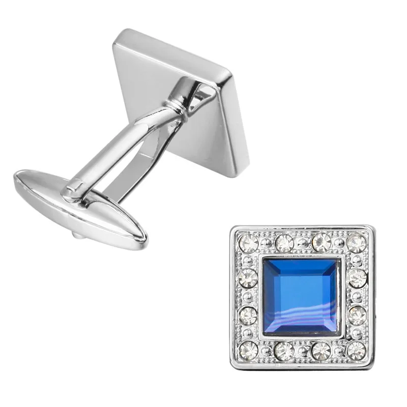 

KC Jewelry shirt cufflinks for mens Brand cuff buttons blue Crystal cuff links High Quality abotoaduras Trade price