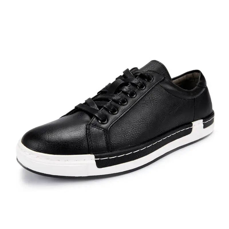 Men sneakers 2020 new fashion cozy pu leahter shoes breathable casual men solid lace-up retro footwear flats male | Обувь