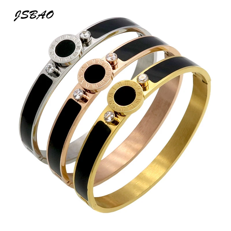 

JSBAO Hot Sell Roman Number Bangles & Bracelets For Women Roman Bangle Austrian Crystal Rhinestone Hand Female Jewelry Wholesale