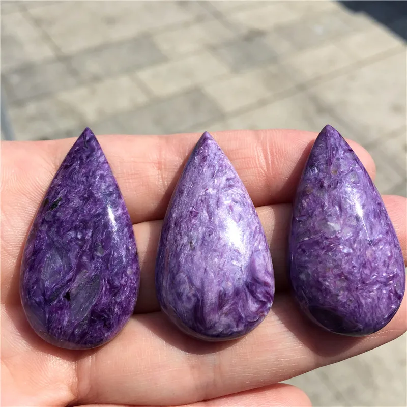 Красивый натуральный камень Charoite подвеска в форме капли гладкое ожерелье с