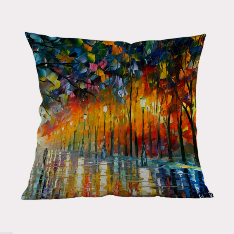 Скандинавская Картина маслом золотые осенние подушки Forrest чехол для украшения