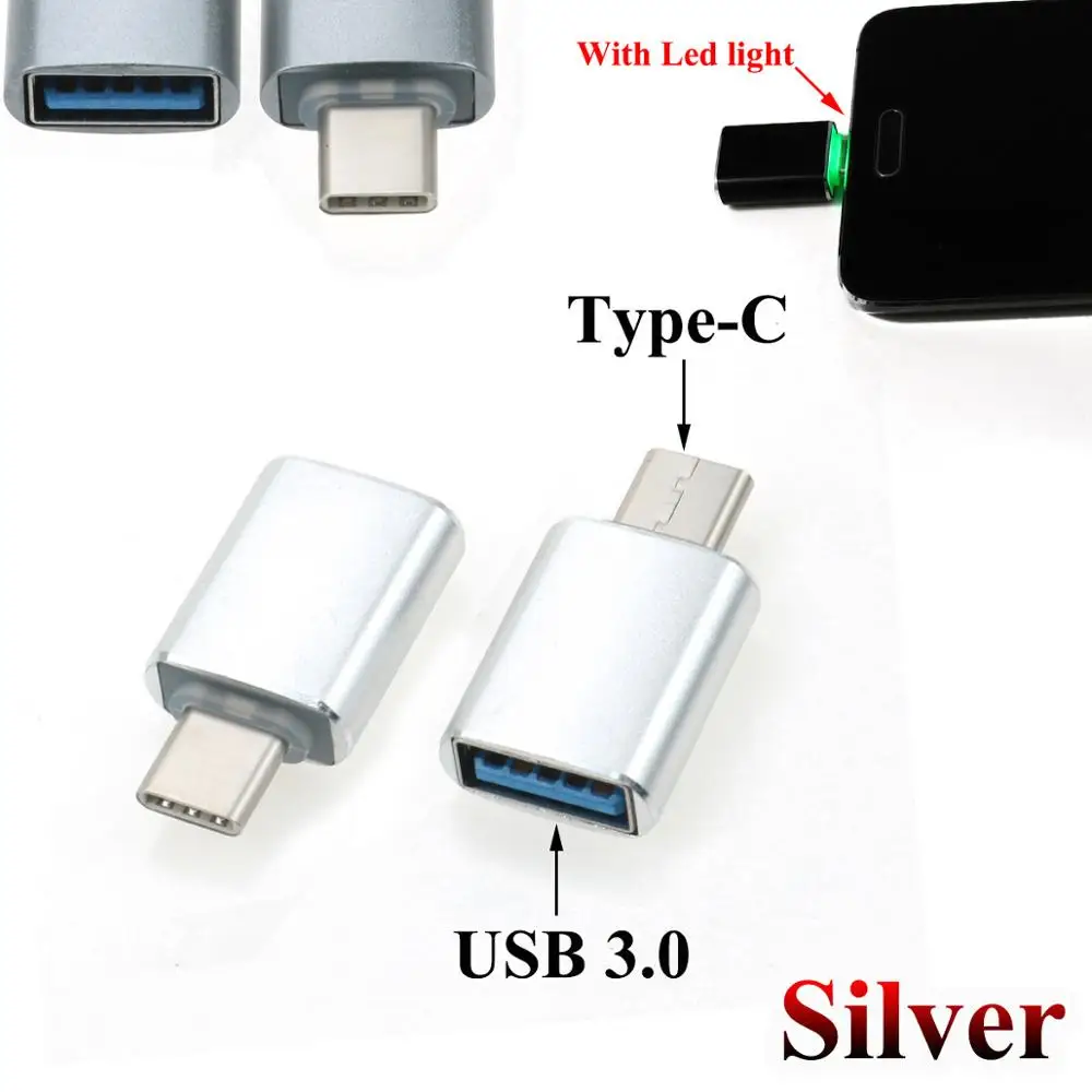 Silver YuXi USB 3,0 OTG на usb type c otg переходник, конвертер для samsung для huawei для Android Phone tablet PC type-c type c - Цвет: Silver